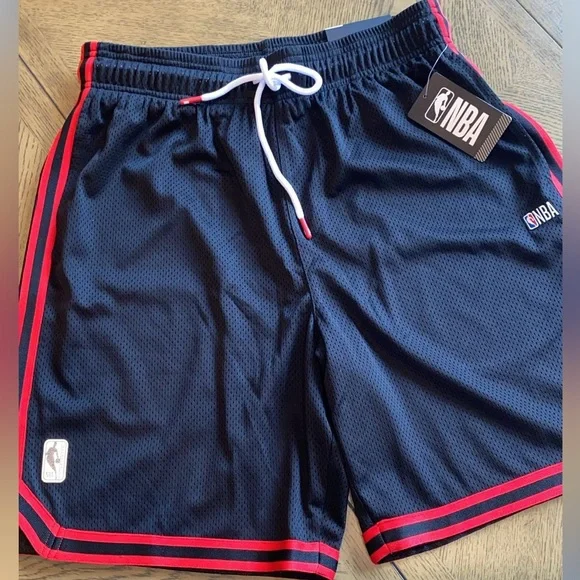NBA Men's Black and Red Athletic Shorts - Picture 1 of 2